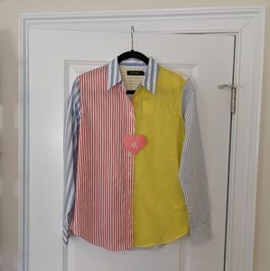 Lauren by Ralph Lauren Striped Colorblock Button-down Shirt - M - NWT